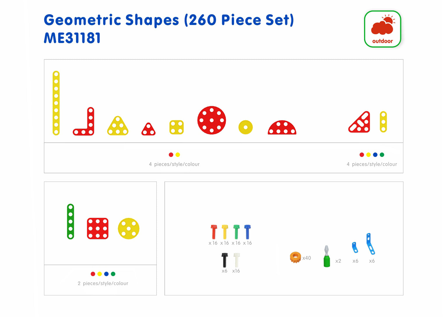 Kit de 260 peças STEM geométricas - Sílaba