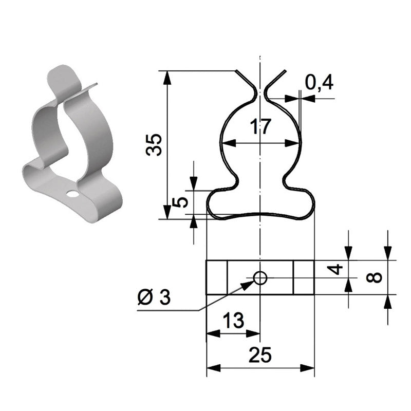 Abraçadeiras com um ponto de fixação, ø 17-22 mm