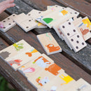 Dominó puzzle de animais em madeira