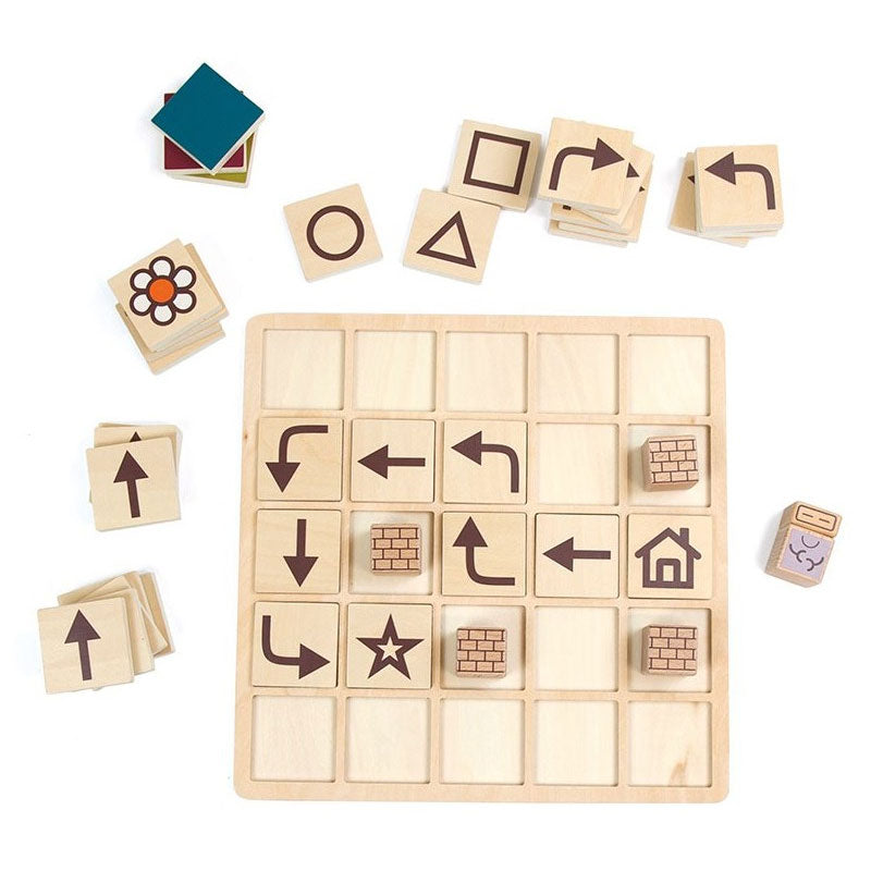 Jogo de código em madeira