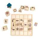 Jogo de código em madeira