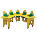 mesa de alimentação verde e amarela