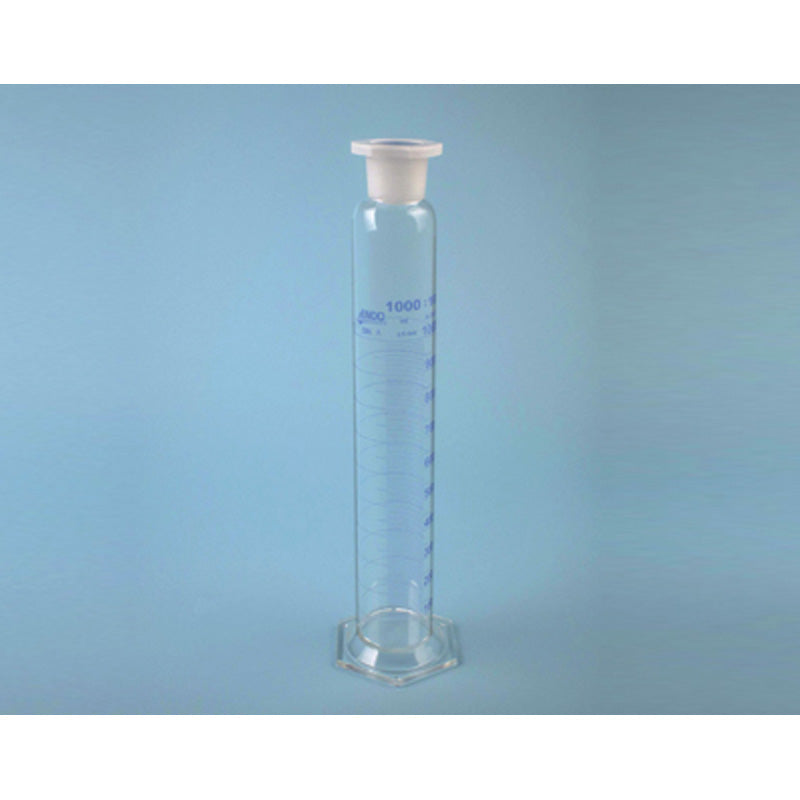 Probeta de vidrio graduada "Clase B" de 1000 ml con tapa de PP