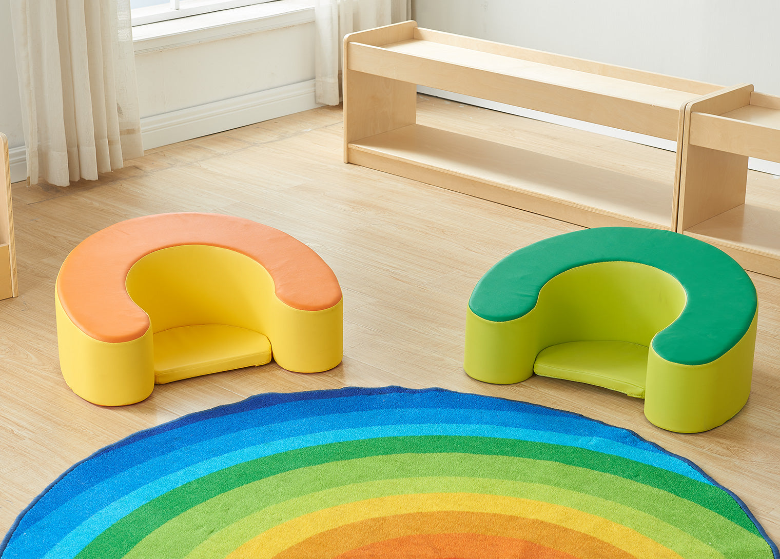 Asiento de herradura verde y amarillo