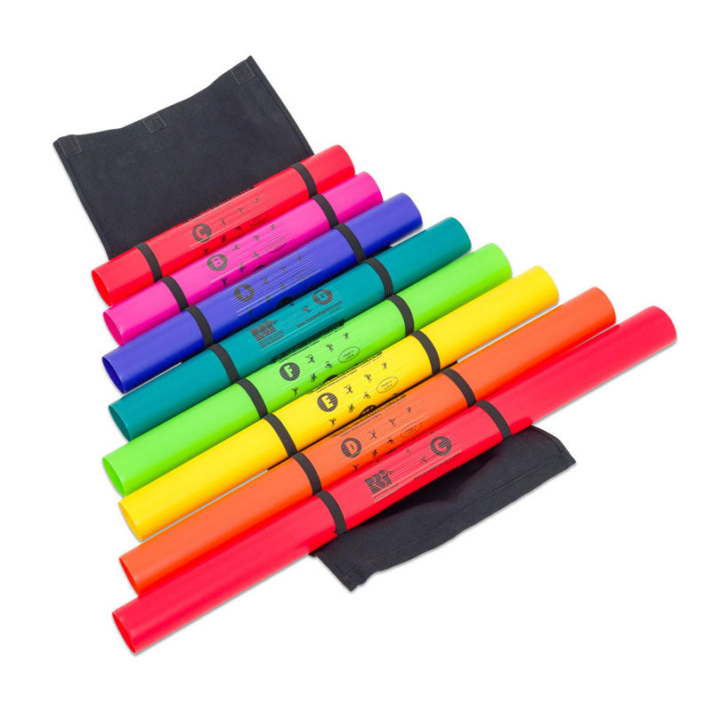 Boomwhackers diatónico de 8 notas com bolsa e 2 baquetas