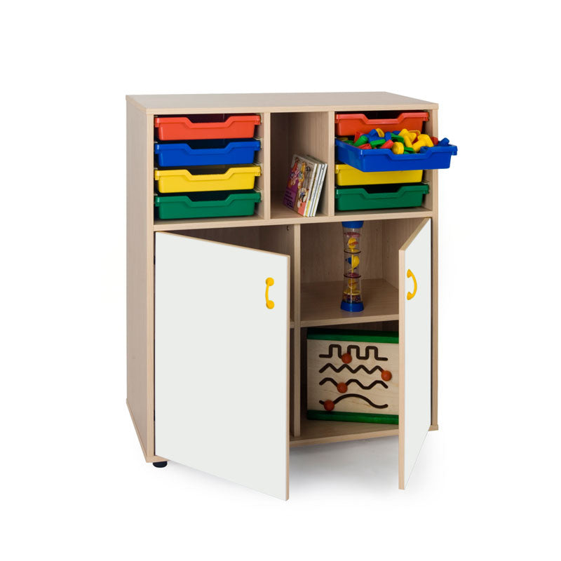 NE Line cabinet, size M, closed bottom and compartment for boxes on top.