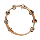 Pandeireta em madeira com 25cm diâmetro e 8 pares de pratinhos