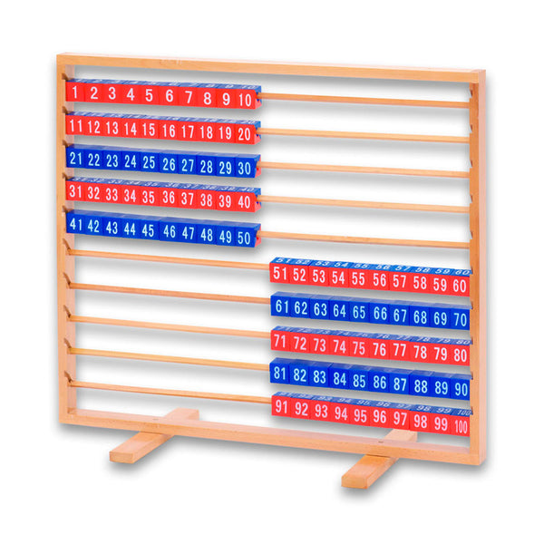 Ábaco horizontal com números de dupla cor