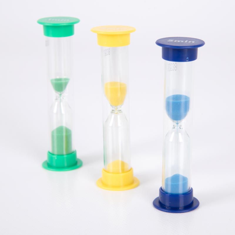 Conjunto de 3 mini ampulhetas de 1, 3 e 5 minutos