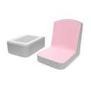 Asiento bajo con base para adulto, color gris/rosa claro.