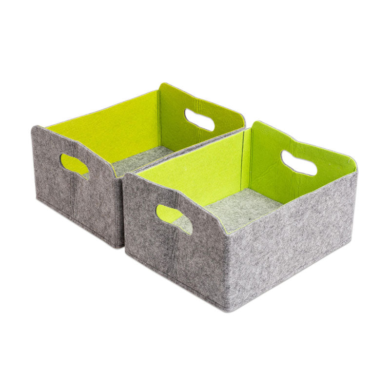 Felt box 31x24x15cm high (grey outside/lime green inside) 2 pieces