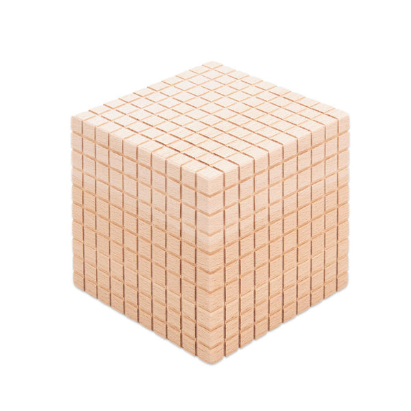 Material base 10 em madeira - 1 cubo de 1dm3