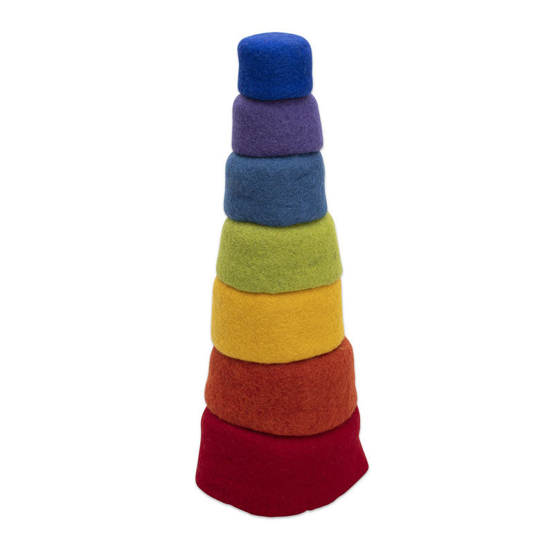 Rainbow felt bags from 6 to 14 cm in diameter (7 units)