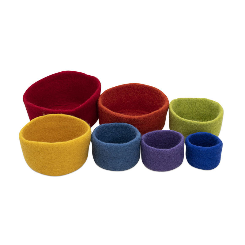 Bolsas de fieltro arcoíris, de 6 a 14 cm de diámetro (paquete de 7)