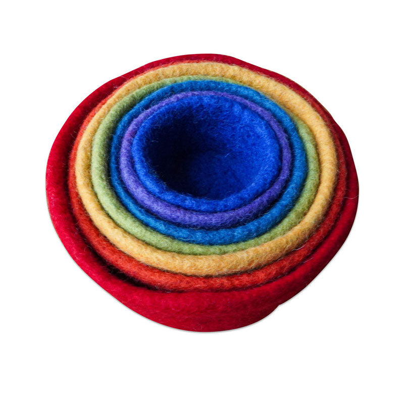 Rainbow felt bags from 6 to 14 cm in diameter (7 units)