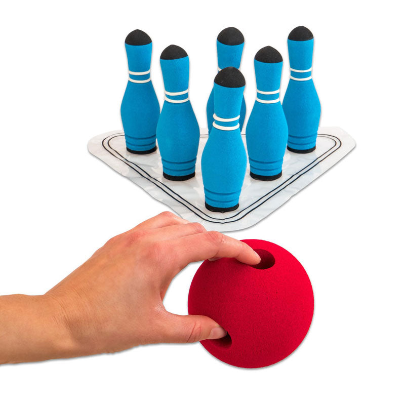 Soft bowling with 6 pins and 1 ball