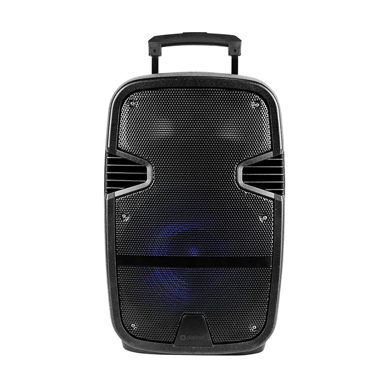 Altavoz portátil amplificado con LED, radio FM de 12", ranura para tarjeta Bluetooth/USB/microSD.
