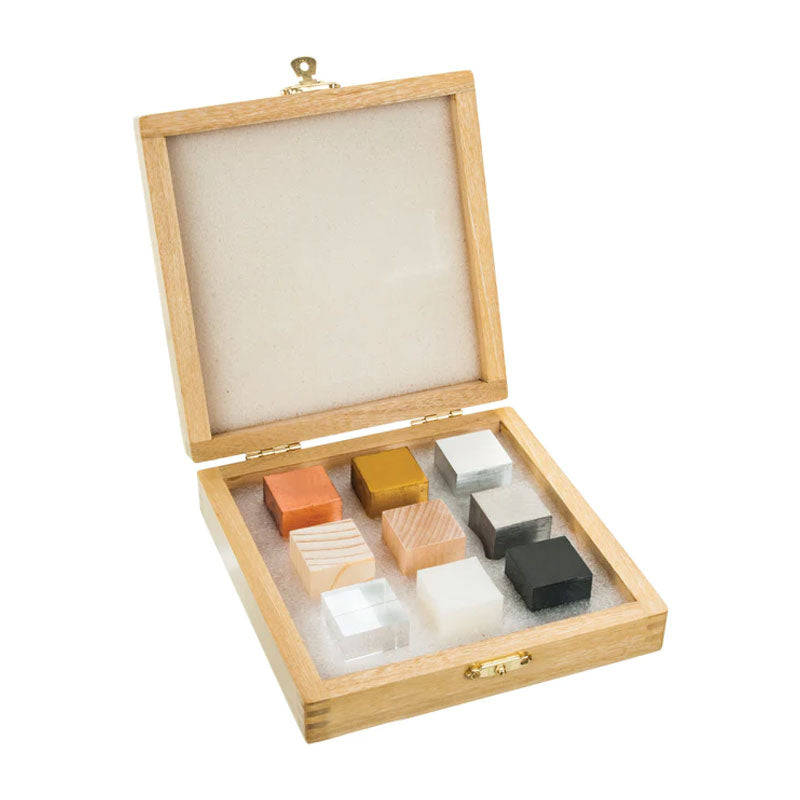 Juego de 9 cubos para estudio de densidad.