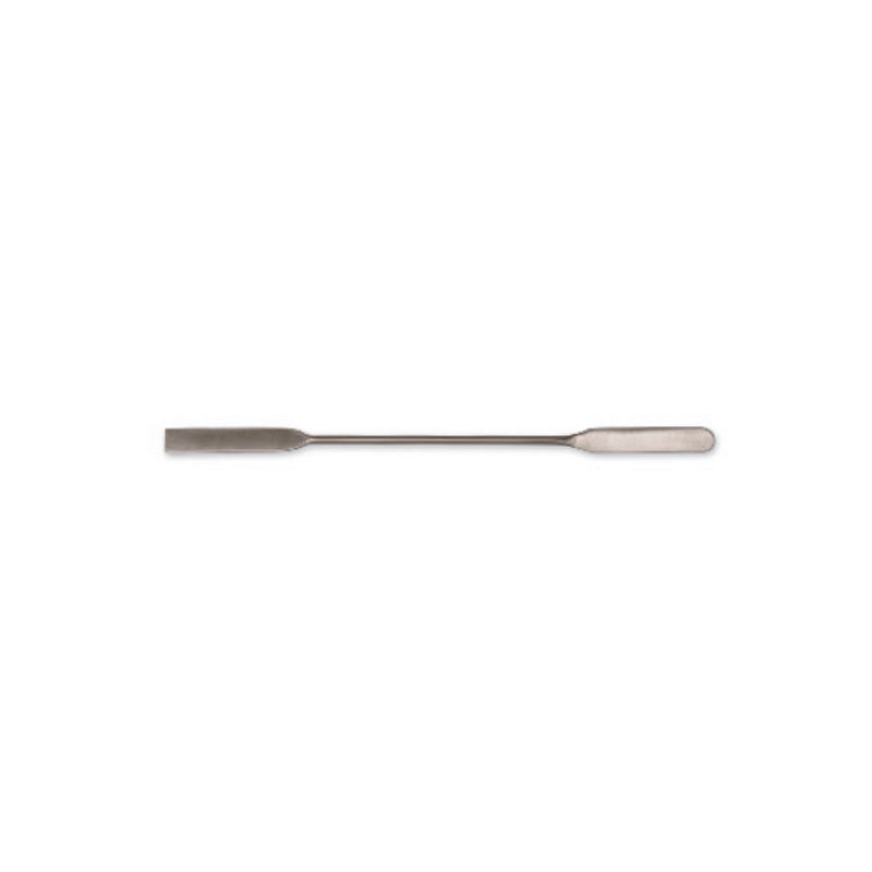 Espátula doble plana semimicro de acero inoxidable, 140 mm