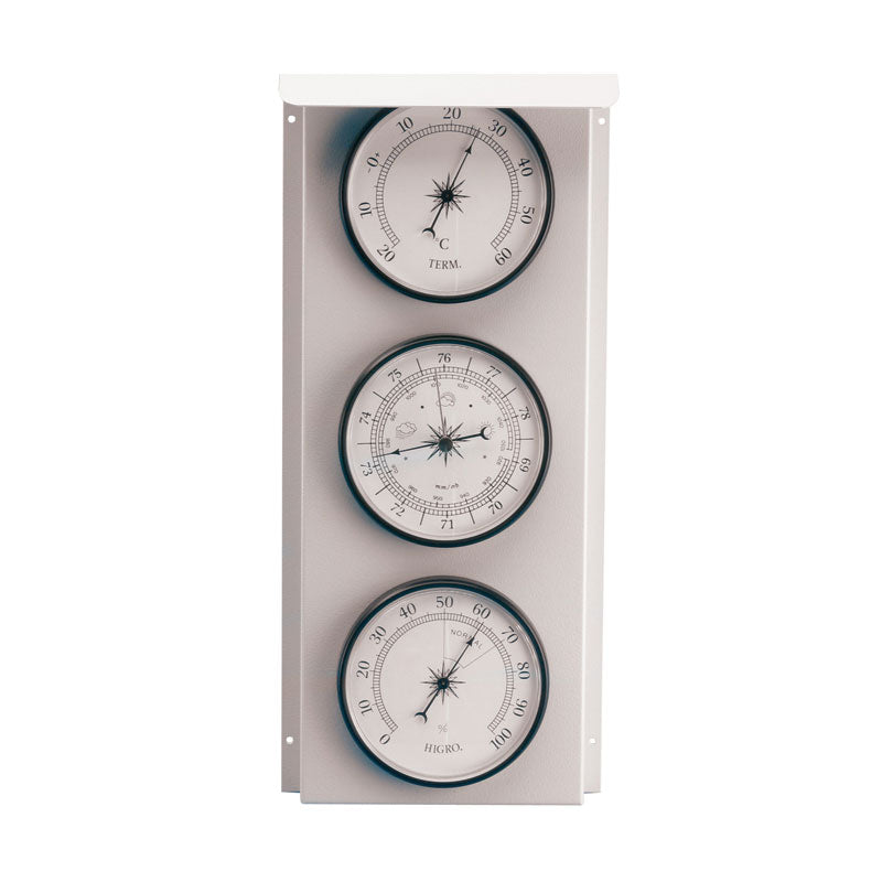 Estación meteorológica analógica con 3 indicadores.