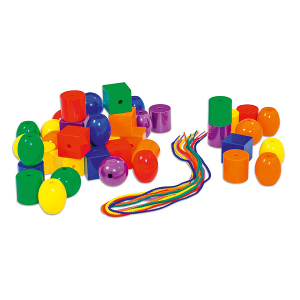 Formas coloridas gigantes e laços para enfiamentos (48 peças)