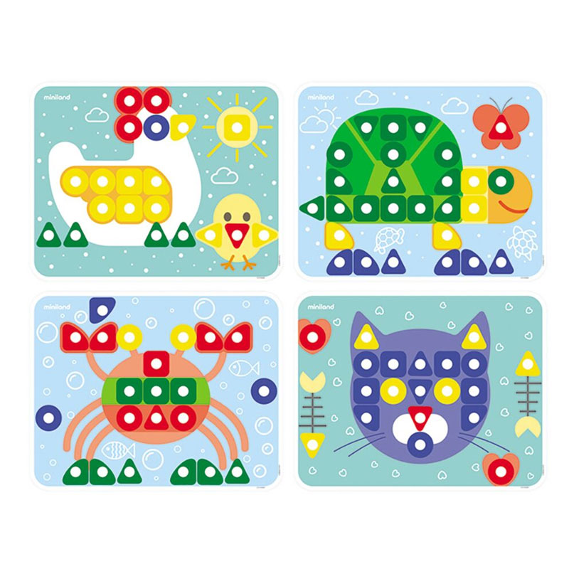 Jogo de pinos coloridos em caixa de cartão (64 peças)
