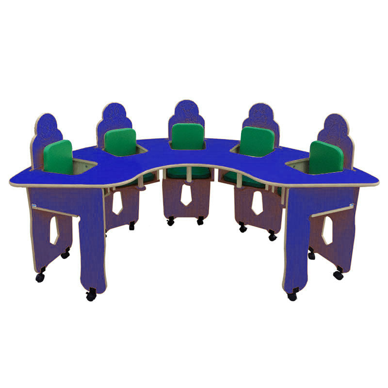 mesa de alimentação azul e verde