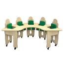 mesa de aliementação com 5 lugares para crianças