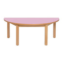 mesa semi circular rosa