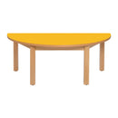 mesa semi circular amarela