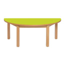 mesa semi circular verde clara