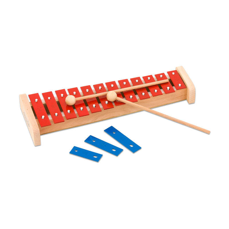 Metalófono soprano con 12+3 barras y 2 mazos (32cm)