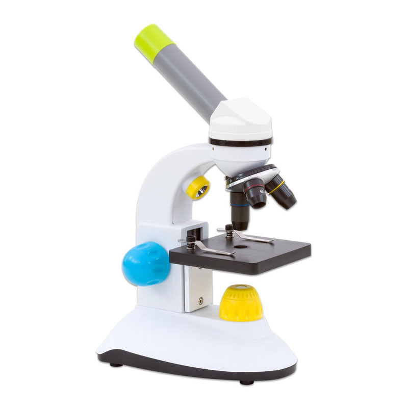 Microscópio Monocular colorido com aumento 400x iluminação LED e 3xAA