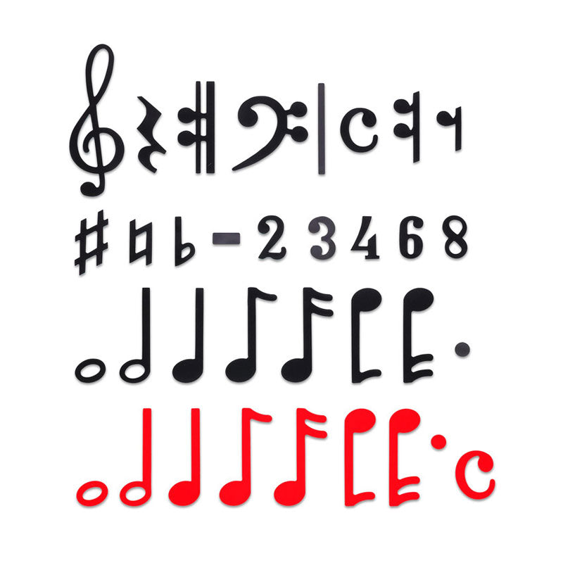 Juego de notas musicales magnéticas, negras y rojas (240 piezas)