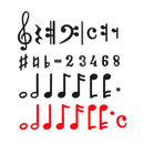 Conjunto de notas musicais magnéticas, pretas e vermelhas (240 peças)