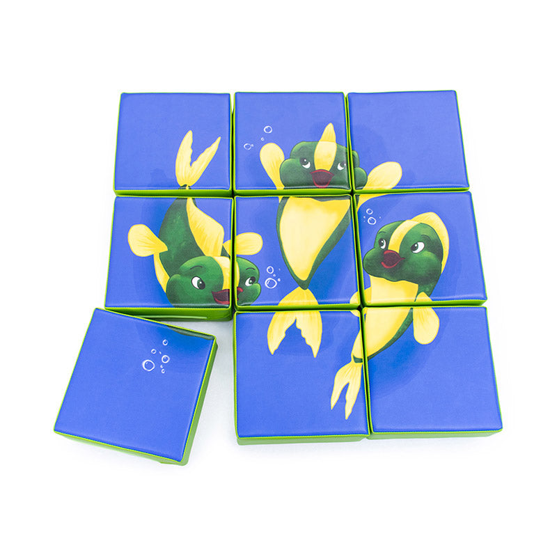 9-piece double-sided puzzle - Cow and Fish