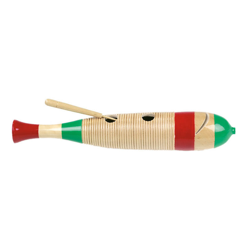 Güiro estilo pescado Reco-reco con raspador, 31,5cm