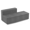 Sofá rectangular con respaldo tapizado en ecopiel y estructura de madera.