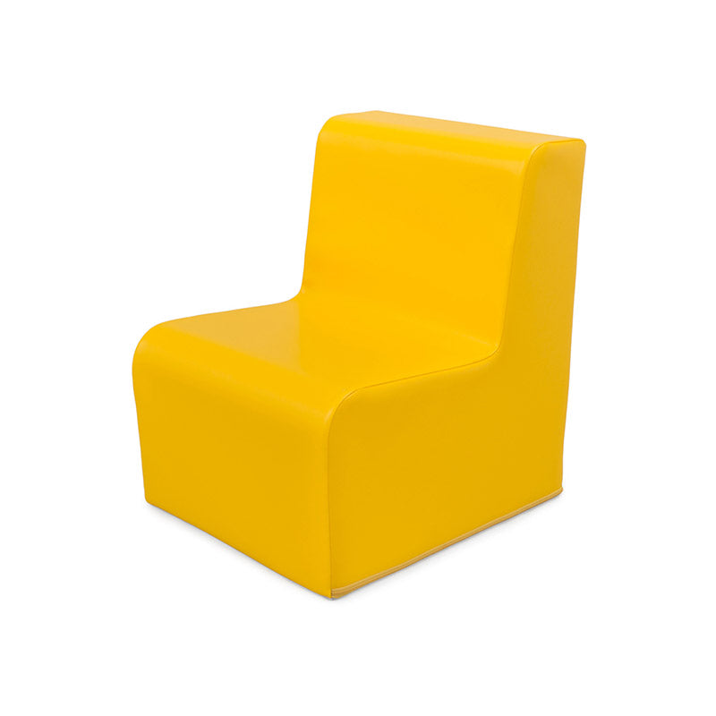 sofá curvo individual amarillo