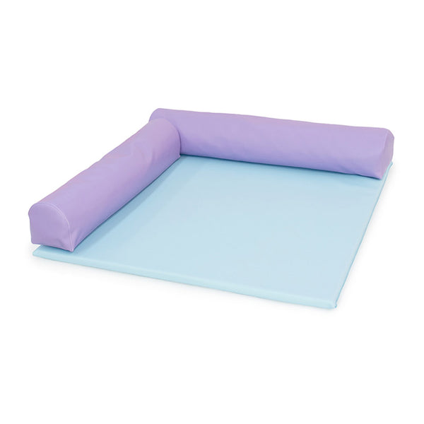 Tapete quadrado com rolos azul claro/lilás